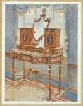 Satinwood dressing-table with medallions, painted in grisaille and floral festoons in natural colours, attributed to Angelica Kauffmann, R.A. or Cipriani, R.A. Property of Thomas Kirkley, Esq., Cleadon Park. Late eighteenth century.