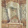 Gilt state bed of Queen Marie Antoinette. The Lyonnais silk hangings, designed by Phillippe de Lassale. In the chambre a coucher, Palais de Fontainbleau, France. French, style Louis XVI: The Barrière of empire period.