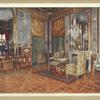 Salon de musique of Queen Marie Antoinette, Palace of Fontainebleau, France. Showing the following contemporary Louis XVI furniture: Carved and gilt console. Petit trianon, Versailles. Gilt settee in Beauvais tapestry. Palace of the Elysée, Paris. Table ormolu mounted and with Sèvres plaques: formerly the property of Queen Marie Antoinette. Jones bequest, South Kensington, London. Marqueterie cabinet ormolu mounted and with Sèvres plaques: formerly the property of Queen Marie Antoinette. Jones bequest, South Kensington, London. Marqueterie cabinet ormolu mounted and with Sèvres plaques. Jones bequest, South Kensington, London. Carved gilt chairs. Wallace collection, Manchester Square, London.