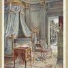 Carved and gilt draped domed bed (lit a couronne), style Louis XVI. Victoria and Albert Museum, London, W. Bureau-toilette (or petit secrétaire) in marqueterie. Style, transitional Louis XV-XVI. Wallace collection, Hertford house, London W. Cartonnier in green lacquer, style, transitional Louis XV-XVI. Wallace collection.