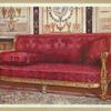 Carved gilt couch covered in rose brocade de Lyons. French: style, late Consulate. From the Chateau de Maisons-Laffitte, Paris. The property of T. Leman Hare, Esq.