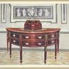 "Semi-circular" mahogany sideboard and knife-box