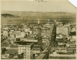 View of San Francisco looking across the bay toward Berkeley, Oakland, Alameda and the adjacent uplands
