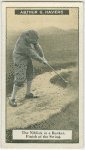 Arthur G. Havers: the niblick in a bunker stance finish of the swing.
