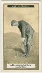 Abe Mitchell: addressing the ball for a careful putt.