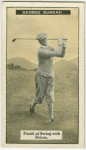 George Duncan: full drive.  Finish of swing.