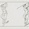 Figure of girl playing golf.