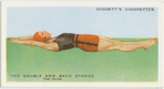 The double arm back stroke; the poise.