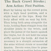 The back crawl stroke; arm action: first position.