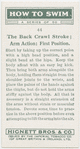 The back crawl stroke; arm action: first position.