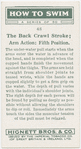 The back crawl stroke; arm action: fifth position.