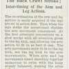 The back crawl stroke; inter-timing of the arm and leg actions.