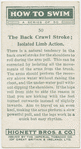 The back crawl stroke; isolated limb action.