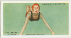 The breast stroke; breathing (inhaling).
