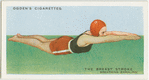 The breast stroke; breathing (exhaling).
