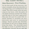 The crawl stroke; arm recovery: first position.