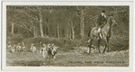 Calling the pack together after a draw.  W.W.H. (Earl Bathhurst's) foxhounds at Summerford Common, Cirencester.