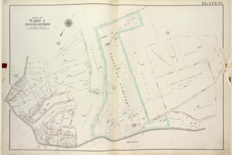 Plate 32, Part of Ward 2 [Map bound by Moravian Cemetery, Todt Hill