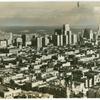 Aerial view of San Francisco with bay in background