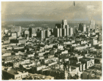 Aerial view of San Francisco with bay in background