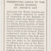 Presenting leeks to the Welsh Guards, St. David's Day.