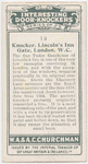 Knocker, Lincoln's Inn Gate, London, W.C.