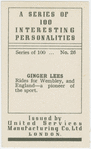 Ginger Lees, speedway rider.