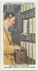 Automatic exchange: engineer testing dialling speed.