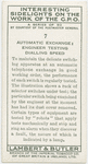 Automatic exchange: engineer testing dialling speed.