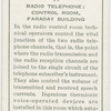 Radio telephone: Control Room, Faraday Building.