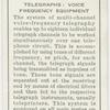 Telegraphs: voice frequency equipment.