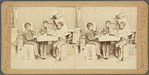 Three children sharing drinks.