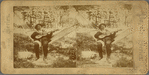 Older man reclining in hammock with stringed instrument  