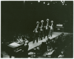 Memrie Innerarity (at piano), Julie Hafner, Gloria Hodes, Carole Monferdini, and Joanne Beretta in the stage production The Club