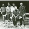 Rehearsal, Ted Mann (seated on table) with technical crew