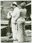 Jim Dale, Cleo Sylvestre, and Mel Martin in rehearsal for the stage production Scapino