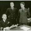Stephen Joyce, William Atherton, and John Rubinstein in the stage production The Caine Mutiny Court-Martial