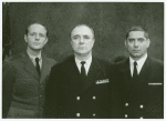 Michael Moriarty, Joe Namath, and Philip Bosco in the stage production The Caine Mutiny Court-Martial