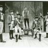 Bill Moor, Paul Ukena Jr., Robert Emmet, Victor Garber, J. Grant Albrecht, and Philip Bosco in the stage production The Devil's Disciple