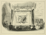 Two figures in Roman costume, on stage ; eighteenth century audience in foreground. Scribbling, including date 1791, on wall on each side. In pencil: India proof. Interior of the old John St. Theatre, N.Y.