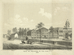 View of buildings in the park, N.Y., 1809.  School, engine house, bridewell, City Hall