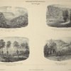 [Four vignette views.] Apercu de chûtes de Niagara a 3 mil de distance. Canal de l'Ouest, près les petites chûtes de la rivière Mohawk. Coté sud de la ville de New York, sur le Sond our rivière de l'Est. Petites chûtes de la rivière Mohawk