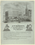 View of Wall St., looking west, with four-horse stage coach