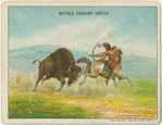 Buffalo charging hunter.