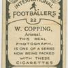 W. Copping, Arsenal.