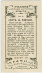 Chevr. G. Marconi.  Wireless telegraphy.