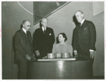 American Telephone & Telegraph Exhibit - Frank Jewett, Walter Gifford, James Kilpatrick, and Helen Harper at Pedro the Voder