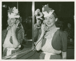 American Telephone & Telegraph Exhibit - Melba Rae Toombs (Miss Treasure Island) on phone