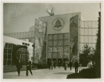 American Telephone & Telegraph Exhibit - Building - Entrance with statue on top