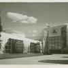 American Telephone & Telegraph Exhibit - Building - Entrance with two steel globes